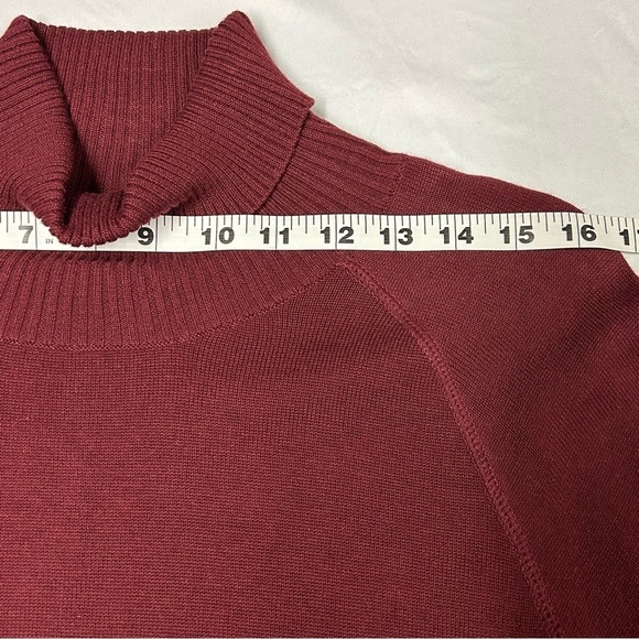Kenneth Cole Mens Knit Turtleneck Sweater Raglan Sleeves Maroon Red Large - Picture 8 of 15